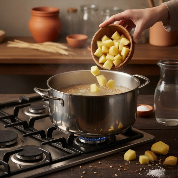Sopa de trigo con pollo - Preparación - Paso 2